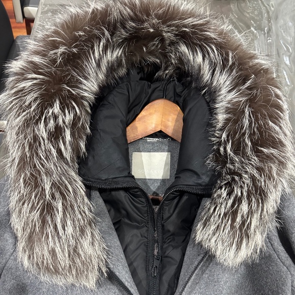 Sofia & Kyo Charlena Fox Fur-Trim, Wool-Blend Coat - Picture 5 of 9